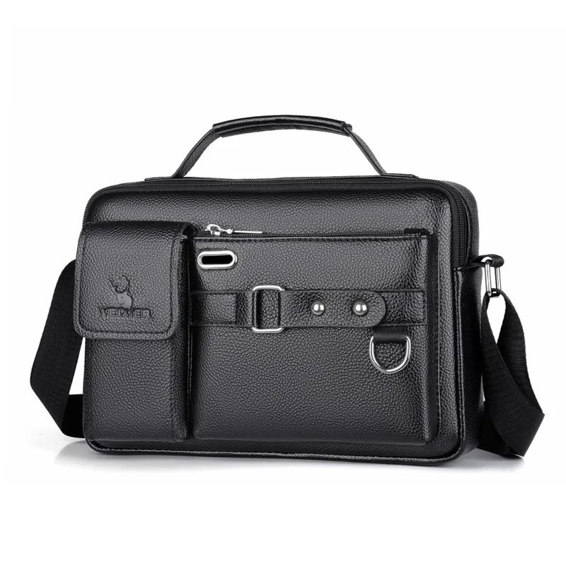 2024 Mannen Schoudertas Voor 10.4 "Ipad Pu Leer Zakelijke Handtassen Mannen Messenger Bags Mode Man Crossbody tas: Black