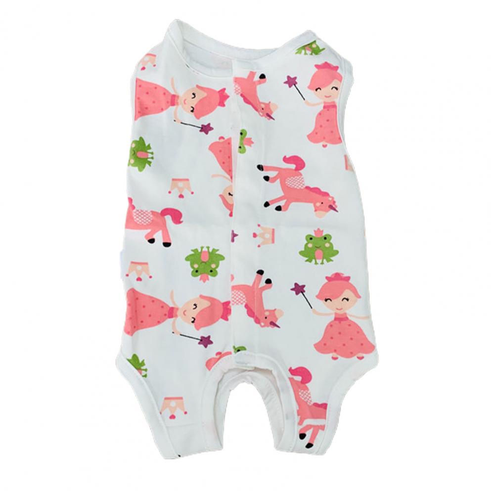 Mono portátil para mascotas, mono de algodón para perro, estampado, amigable con la piel, traje de destete para mascotas: M / Rosa