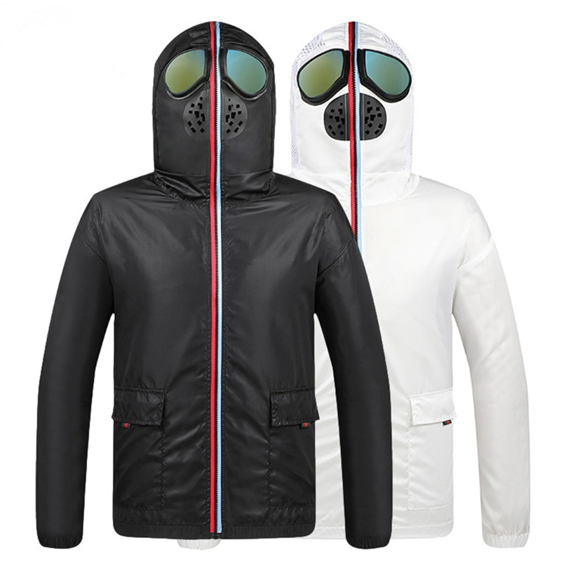 Antiviral Helmet mask jackets with glasses Anti-spitting Hat Dustproof Men's Jacket Mesh Mask Coat Mens