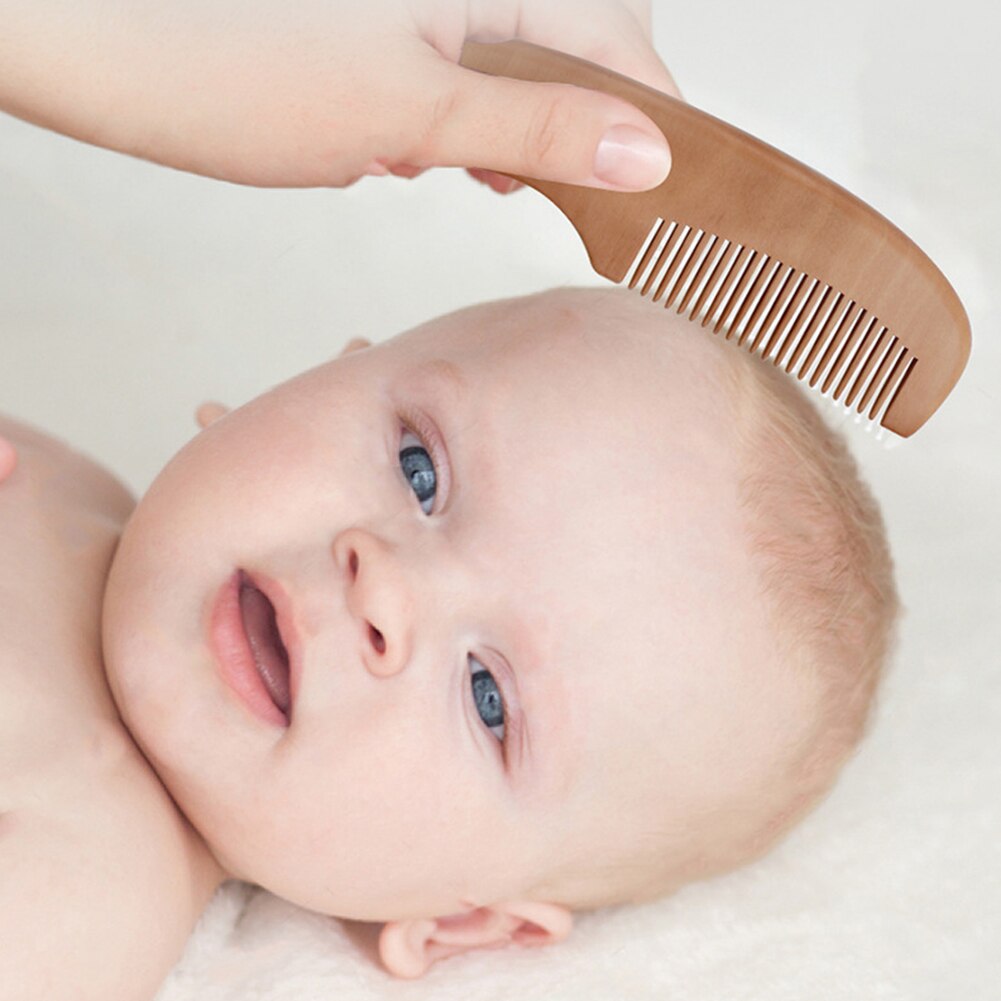 Escova de cabelo para bebês, 2 peças, madeira, recém-nascido, escova de pentear, massageador de cabeça, recém-nascido