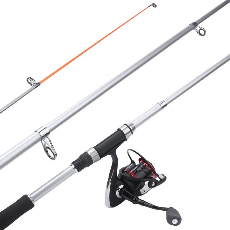Teleskop fiskestang combo og hjul komplet sæt spinning fiskehjul gearstang sæt 135m fiskesnøre lokker kroge jig hoved
