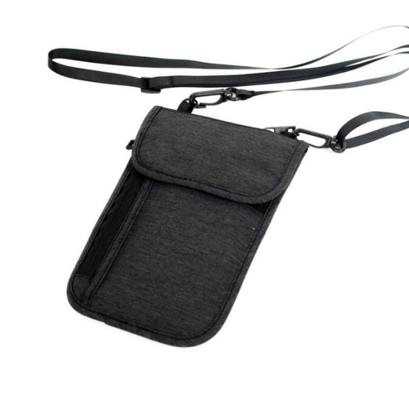 Travel Hanging Passport Bag Women Men Multifunction Waterproof Passport ID Holder Protective Cover: black
