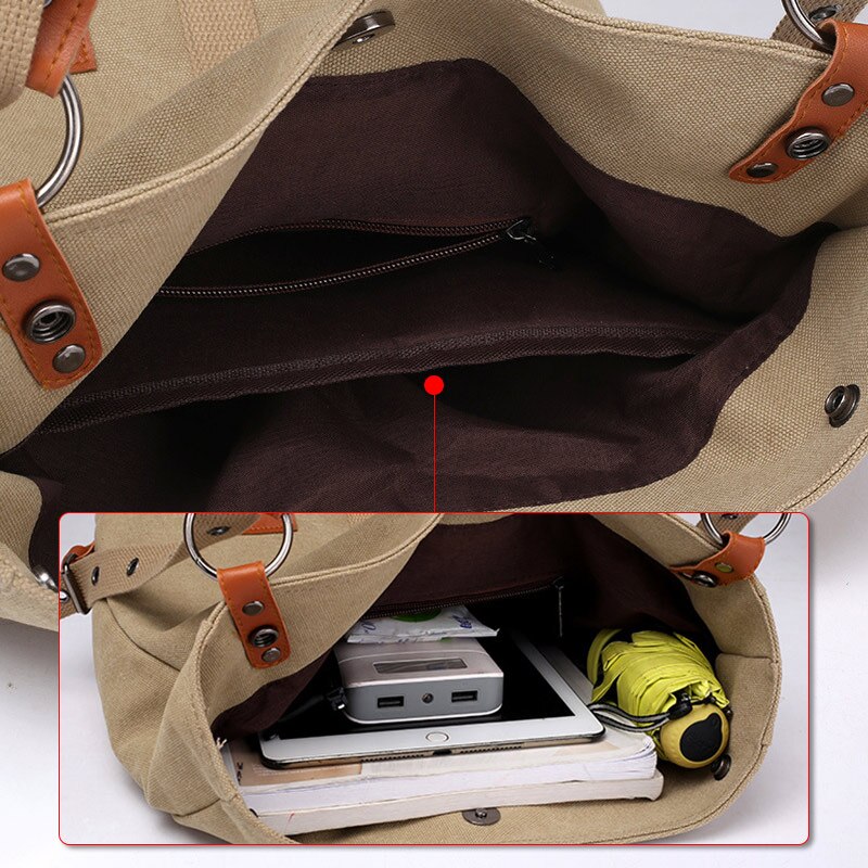 Canvas Schoudertas Dames Crossbody Tassen Herbruikbare Terug Zakken Multifunctionele Mode Reistas Grote Capaciteit