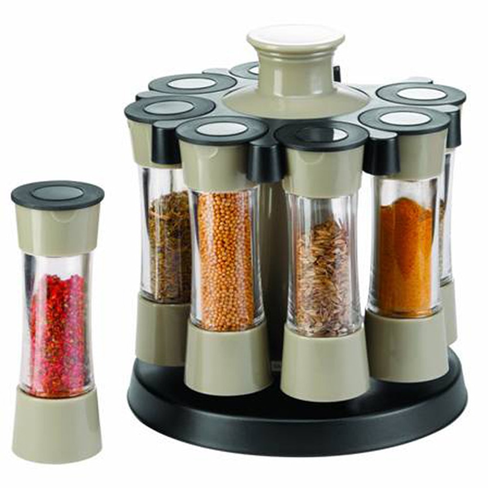 8Pc/Set Seasoning Jar Bottle 360 Rotating Spice Jar Rack Kitchen Cruet Condiment Bottle Salt Shakers Holder Kitchen Storage Rack