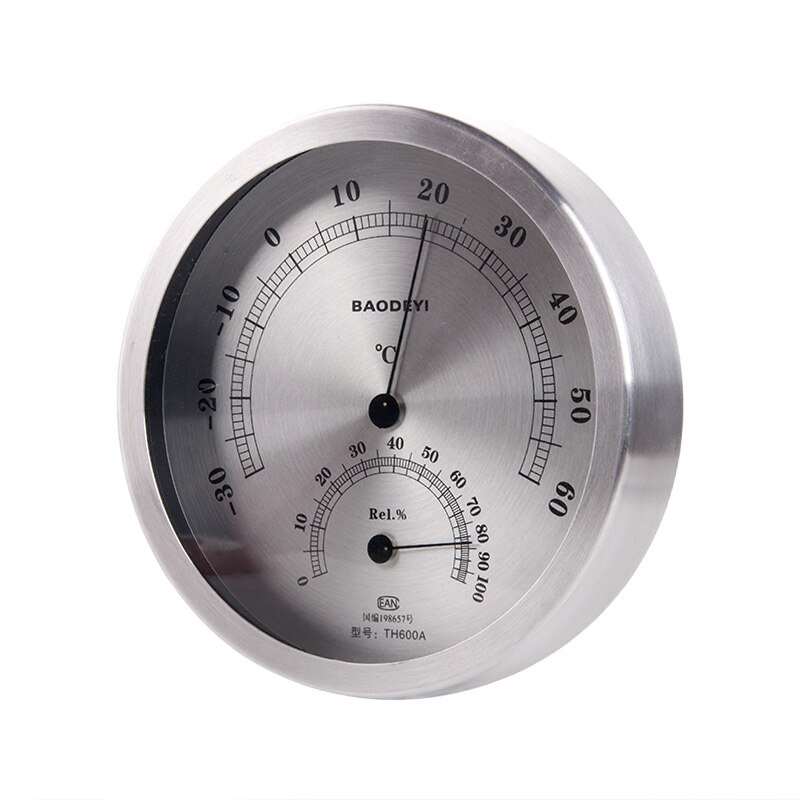 Outdoor Thermometer Humidity Meter HD Round Clock Shape Indoor Temperature Instrument&amp;Wall Mounting Hygrometer Home Decor: Sliver
