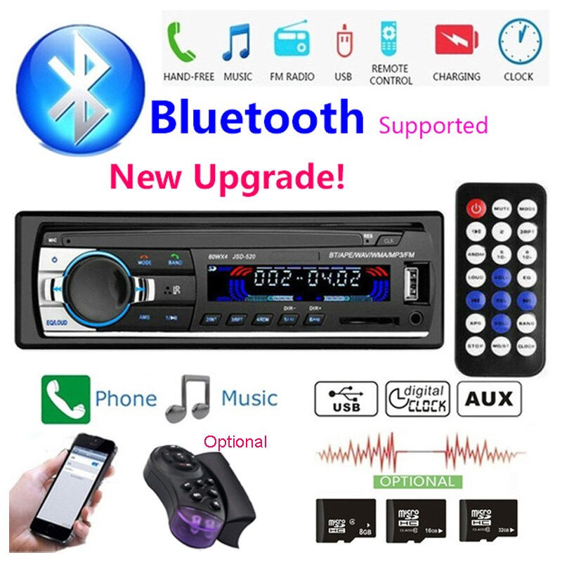 Auto Stereo Radio Hände Frei Bluetooth Autoradio 12V/24V FM Aux-in Eingang SD USB in-Bindestrich 1 Lärm Auto MP3 Multimedia Spieler