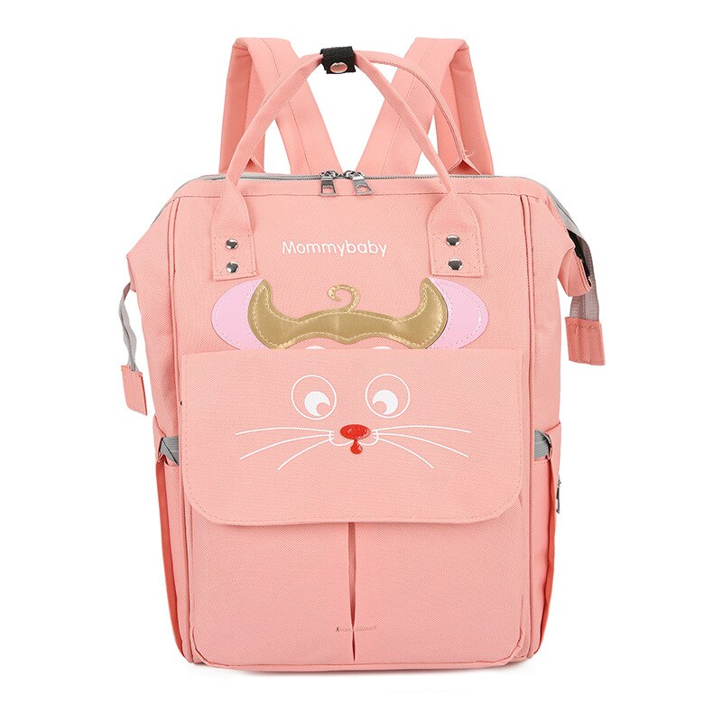 Grand sac à dos d'allaitement réglable grande capacité-Style travail sac de maman dessin animé sac de mère sac à couches multifonctionnel: Pink Cat