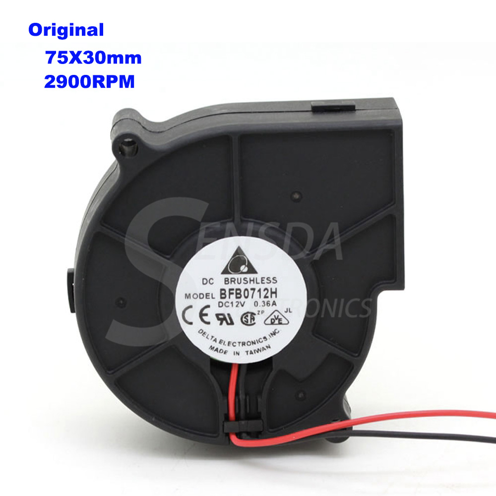 Originele Delta BFB0712H 7530 75mm DC 12 V 0.36A Hoge Snelheid CFM Luchtdruk Projector Blower Centrifugaal koelventilator