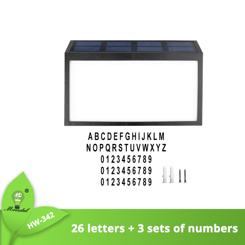 LED solar house number motion sensor outdoor courtyard IP65 rainproof house number family street address number sign lighting: Package 3