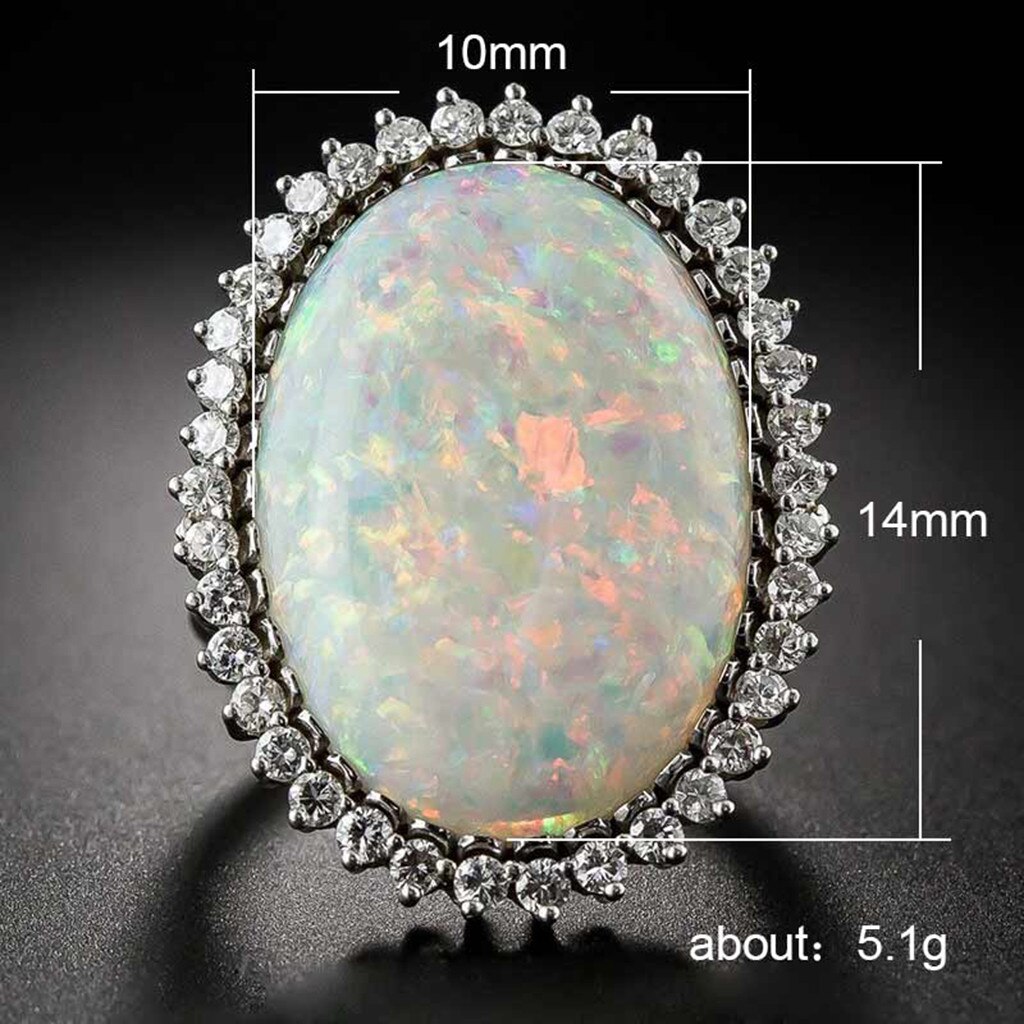 Nahen Osten Afrika Antike Silber Überzogene Oval Große Opal Ring Boho Schmuck Mondstein Edelsteine Ring Hochzeit Engagement Schmuck