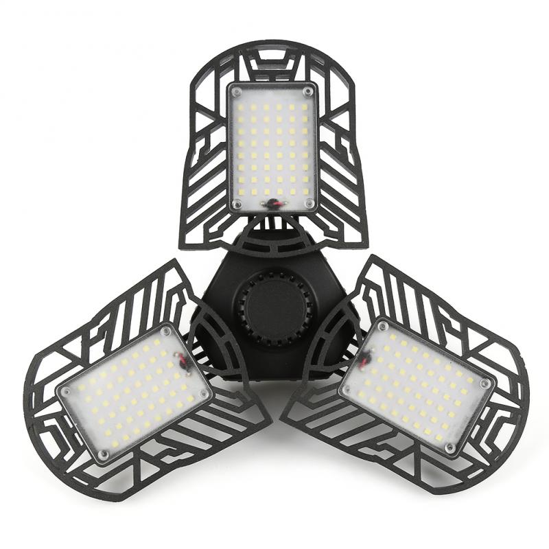 Droship  e26 led garage loftslamper vandtæt 80w led trilight deformation high bay belysning industriel lampe værkstedslys: Sort