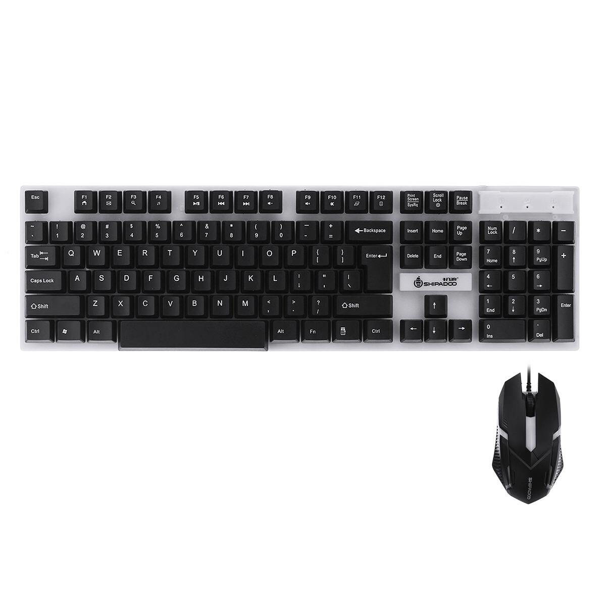 USB Wired 104Key RGB Backlit Wired Mechanical Gaming Keyboard and 1600DPI Gaming Mouse Set for PC Laptop MacTV Office Supplies: Black