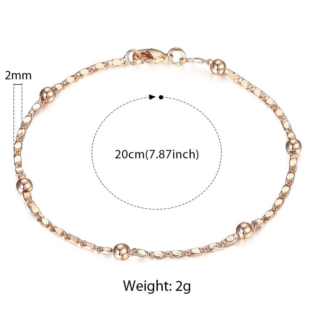 2mm mince Marina lien chaîne 585 or Rose Bracelet pour femmes filles femme Bracelet bijoux saint valentin 20cm CB11