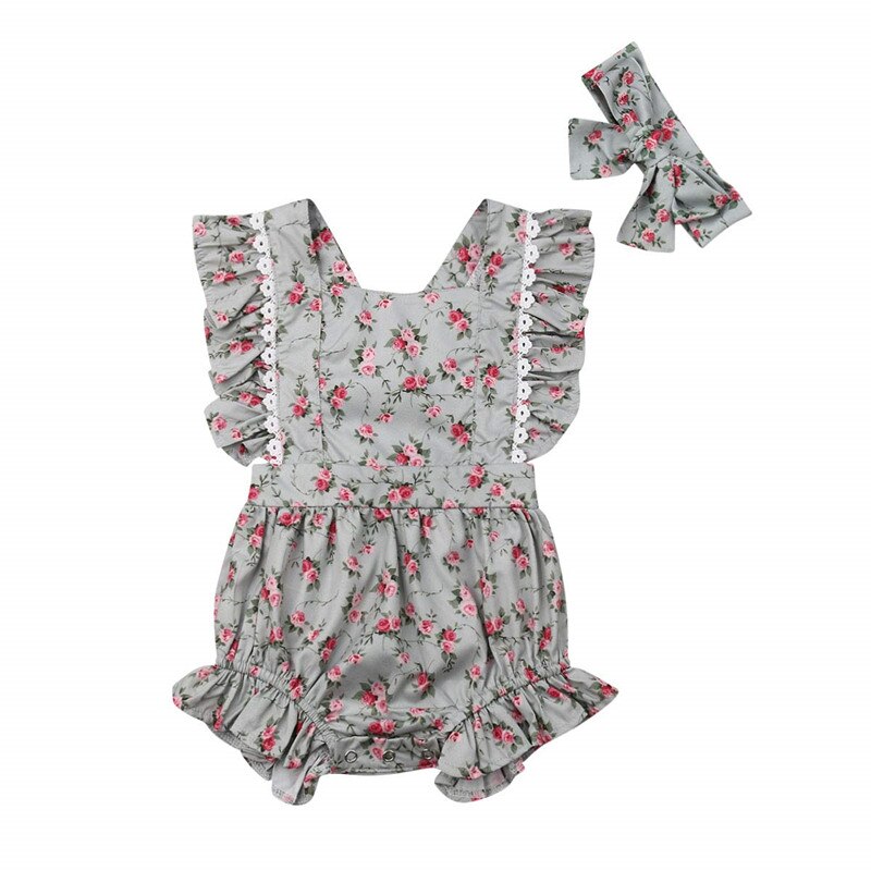 0-5Y Peuter Kids Baby Meisje Kleding Zus Bijpassende Bloemenprint Romper Jurk Zomer Outfit Set: Romper 18-24M