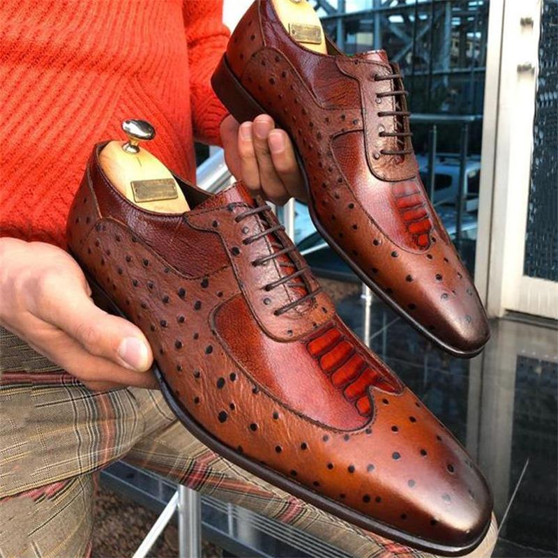 Mannen Jurk Schoenen Pu Leather Lace-Up Zaken – Grandado