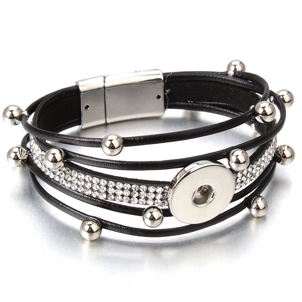 Bracelet en cuir fait à la main, boutons pression de 18mm, Punk, DIY, fabrication de bijoux: 30