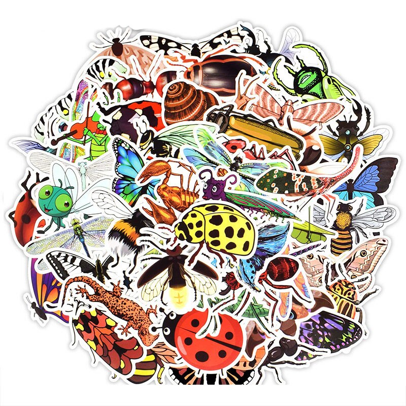 50 Stks/partij Insect Stickers Vlinder Lieveheersb... – Vicedeal