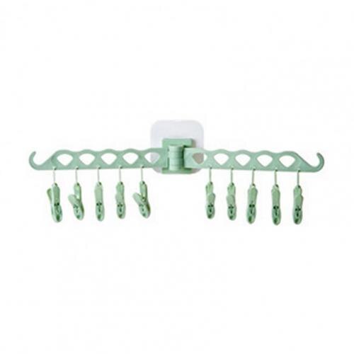 Multifunctionele Hangers Verwijderbare Huishouden Muur Haken Beugel Plastic Winddicht Hanger Wasknijper Ondergoed Sokken Droogrek: green