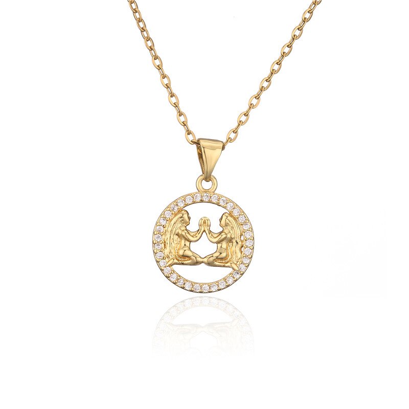 Trendsmax 12 Sterrenbeeld Sterrenbeelden Hangers Kettingen Voor Vrouwen Mannen 585 Rose Goud Mannelijke Sieraden Mode Verjaardagscadeautjes GPM16: 1