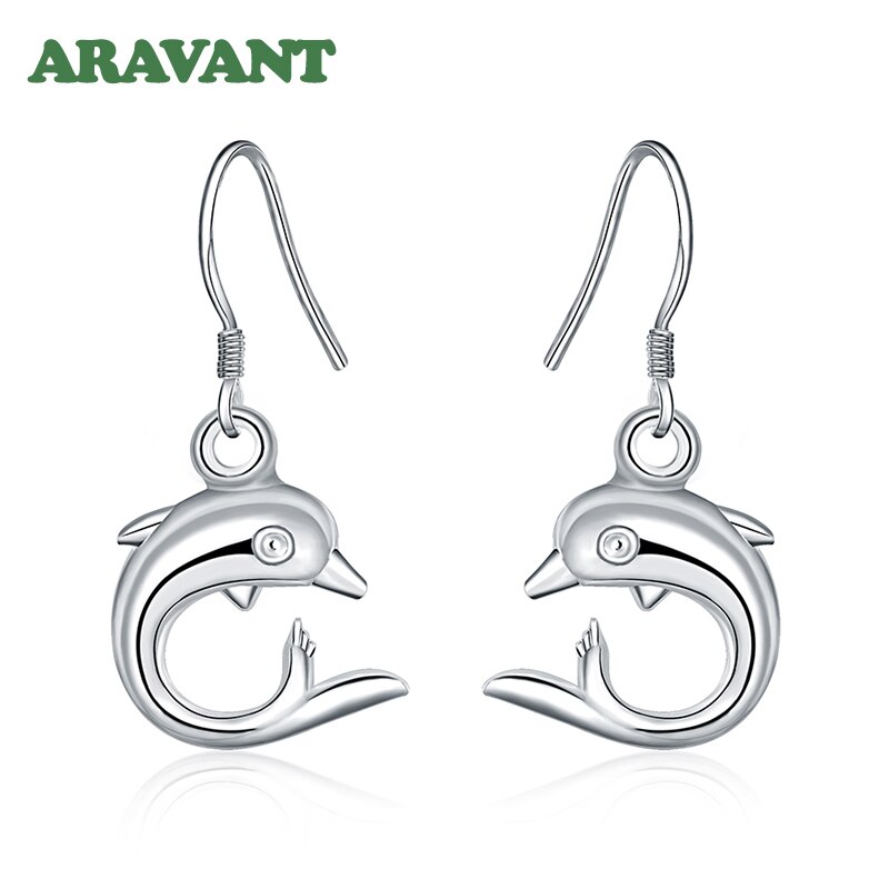 925 Zilveren Dangle Earring Leuke Dolfijn Oorbellen Voor Vrouwen Meisjes Mode Oorbel Jewerly