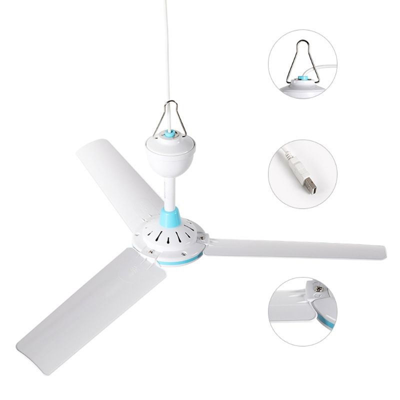 Premium Universal Household 5V Ceiling Fan Air Cooler Hanging USB Powered Tent Fans for Home Bed Camping Outdoor Office