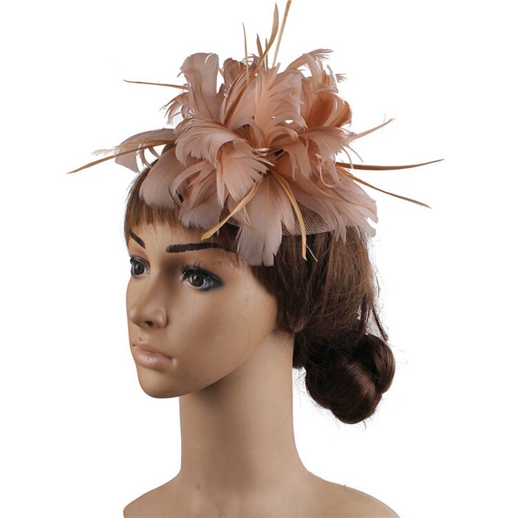 Fs Vrouwen Hoeden Vlas Wit Tovenaar Hoed Voor Bruiloft Cocktail Elegante Vrouwelijke Britse Dame Kerk Veer Hoeden Derby Fedora: Khaki