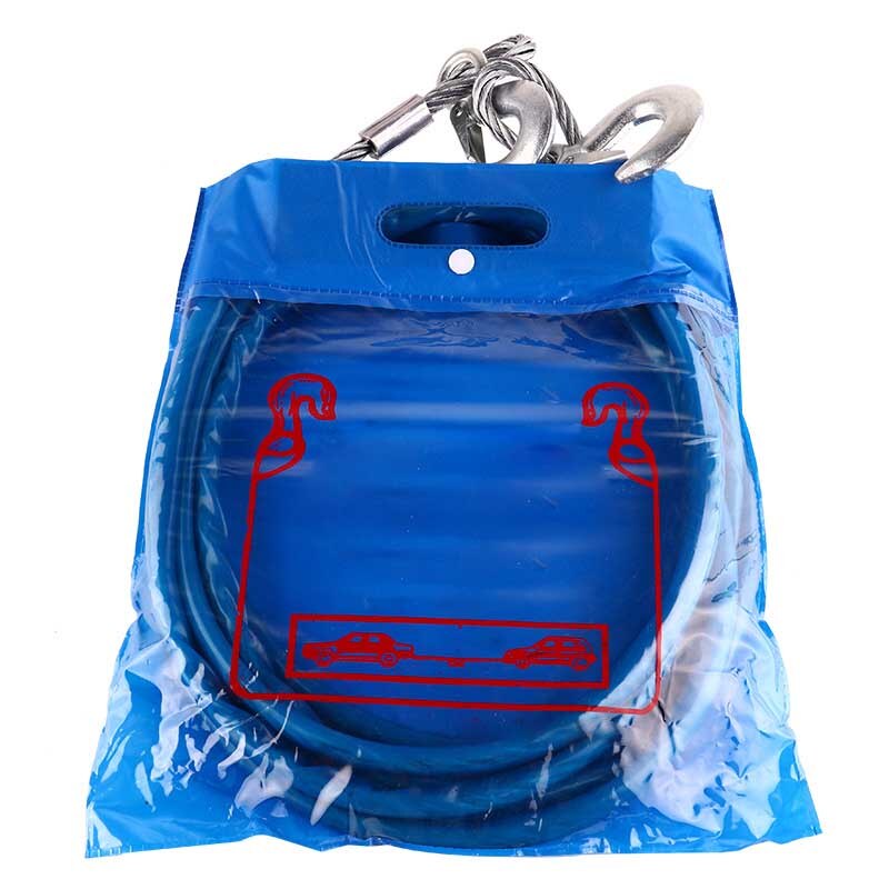 Heavy Duty Tow Ropes 4M 5 Tons Wire Cable High Strength Safety Hook Steel Wire Trailer Car Emergency Towing Rope: Blue 5M 7MT