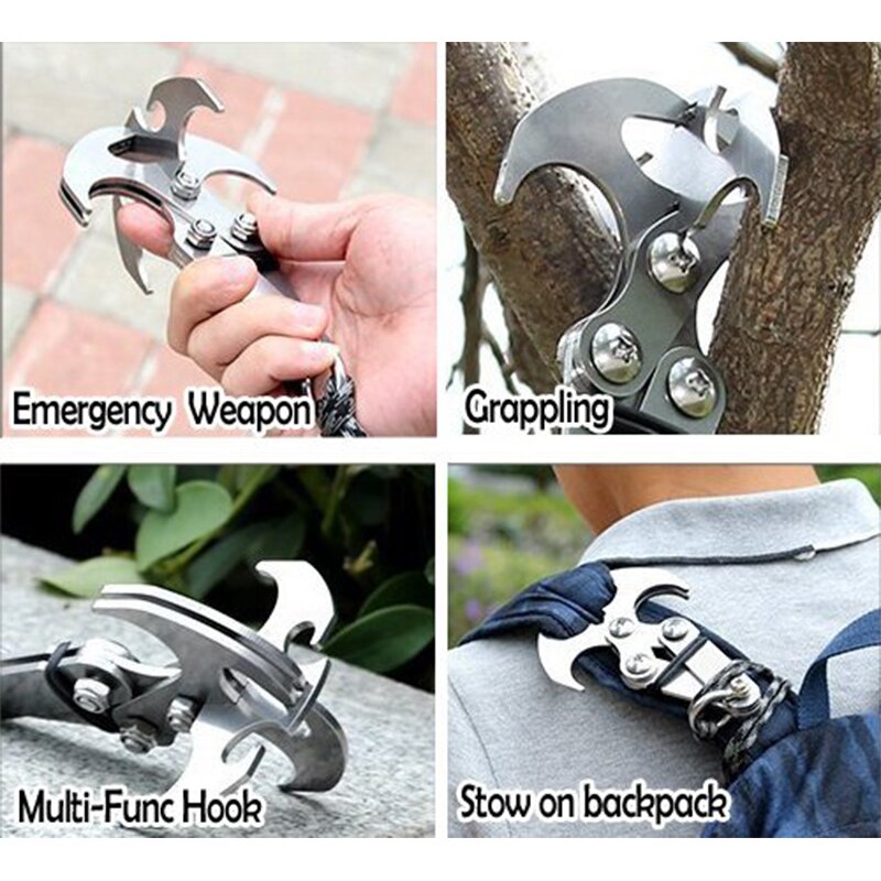 Folding Climbing Gravity Hook Outdoor Rock Climbing Rescue Claw Portable Stainless Steel Folding Flying Tiger Claw Hook Camp