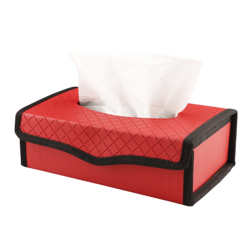 Car Tissue Box Holder PU Leather Dashboard Napkin Box Box Holder Home Office Tissue Box Folding Large Capacity Interior Storage: Red