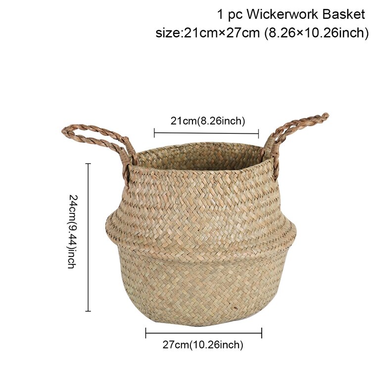 Cesta de cestería de ratán para plantas colgantes, maceta para plantar flores, Cesta para la colada, Mimbre para jardín casero decorativo: M