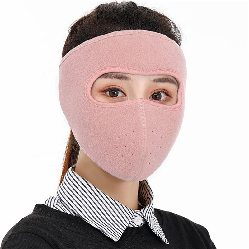 Máscara de Ciclismo de otoño e invierno, orejeras gruesas con calefacción, protección de orejas integrada, cálida, a prueba de polvo, para ciclismo al aire libre: Pink