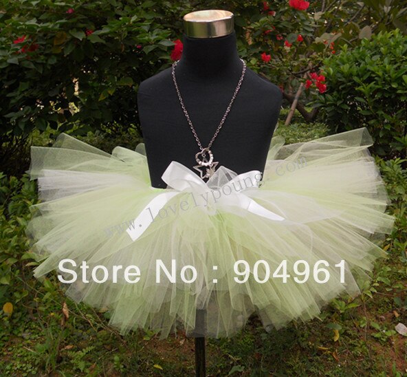 Meisjes tutu rokje, pluizig gemaakt van goede nylon tule, lichtgroene handgemaakte rok, tutu's, kinderrokje