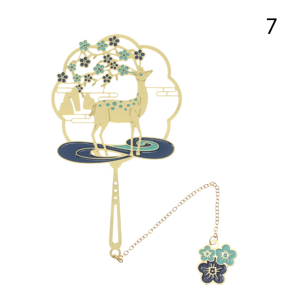 Chinese Style Retro Metal Bookmark Peacock Panda Pendant Hollow Bookmark Book Tassel Pagination Mark Stationery Supply: 7