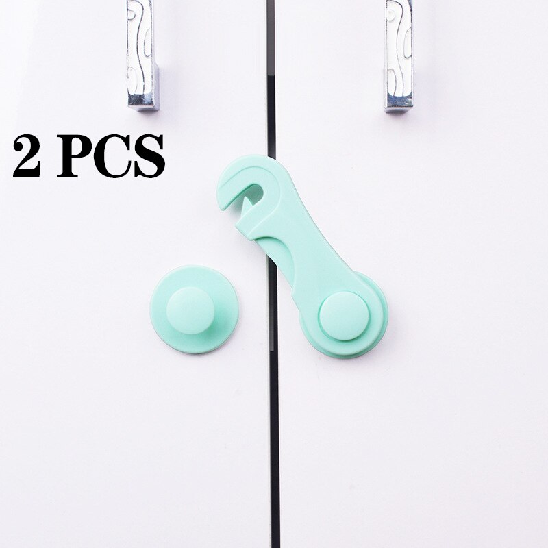 2Pcs/Lot Child Cabinet Lock Home Protection Of Children Locking Doors For Children's Safety Kids Plastic Protection Safety Lock: green2