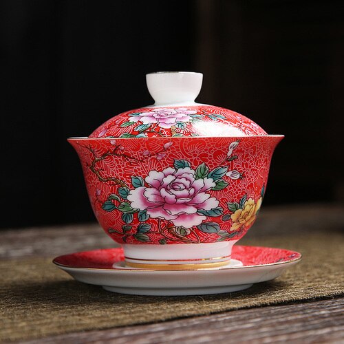 Nytårs te te terrin kop emalje forretning kinesisk stil drinkware servise te sæt kung fu tilbehør: D 1 stk