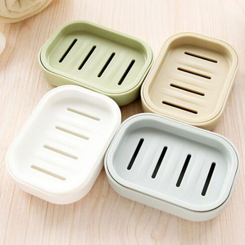 Double Layers Soap Box Kitchen Tools Bathroom Accessories Travel With Cover Soap Dish Suction Holder Storage Basket Soap Box