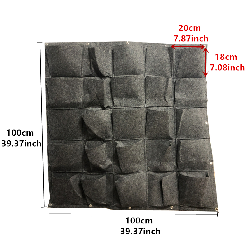 25/36/49 Zakken Opknoping Grijs Grow Bag Planter Verticale Tuin Groente Living Garden Bag Planter Groeiende Zakken Bloemen Supply: 25 grid gray