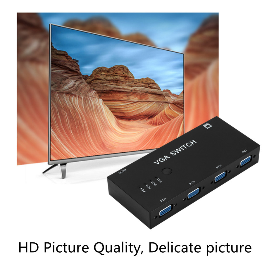 Pzzpss 4 In 1 Out Vga Switcher 4 Port Vga Switch Box Vga Voor Consoles Set-Top Boxes 4 hosts 1 Display Notebook Projector