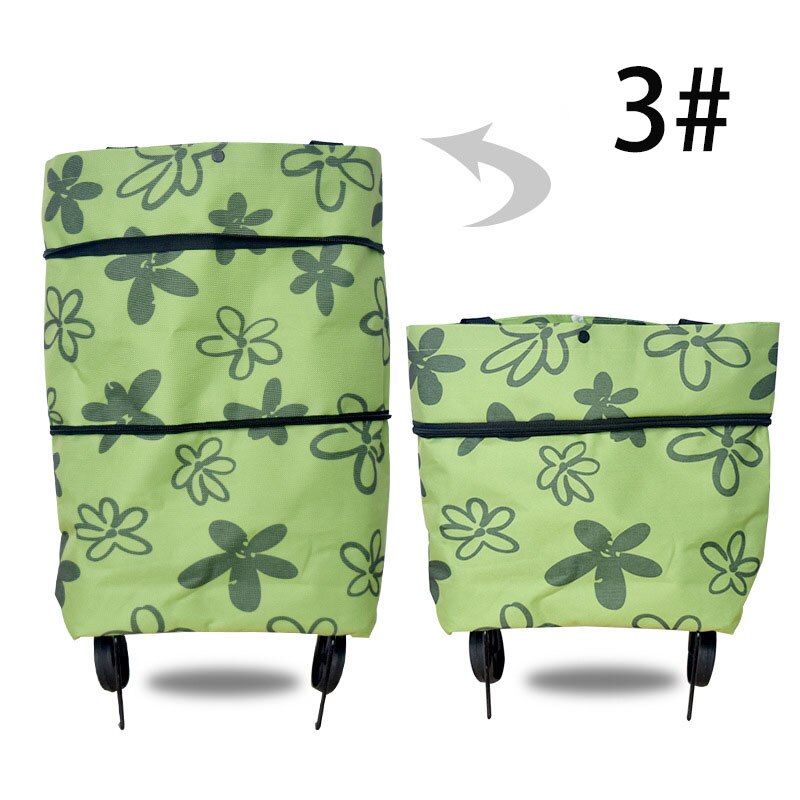 Caddie de Shopping pliable avec roulettes debout, extensible, réglable, grand espace, organisateur, sacs de courses portables: 3