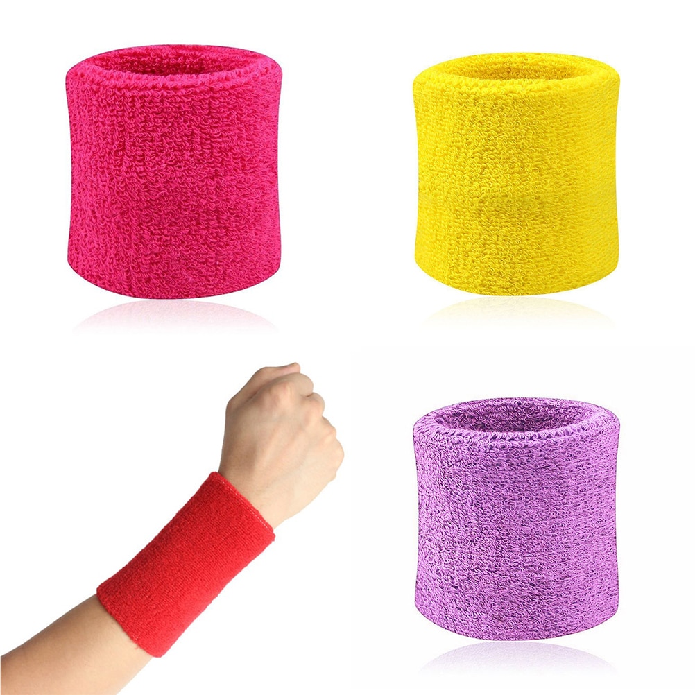 Colorful Cotton Unisex Sport Sweatband Wristband Wrist Protector 2PCS Running Badminton Basketball Brace Terry Cloth Sweat Band