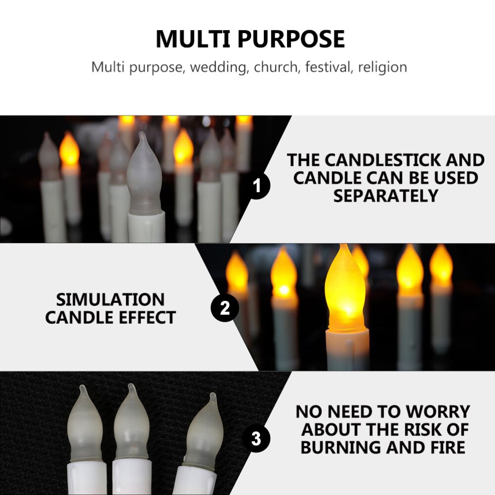 12pcs LED Taper Candles Flameless Candle Lights Electric Candles Window Lights