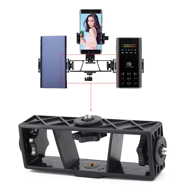 Sturdy Tripod Mount Plate clamp for iphone Mobile Phone Live Bracket Three-position fixing clip universal LED Ring Light Kit 1/4