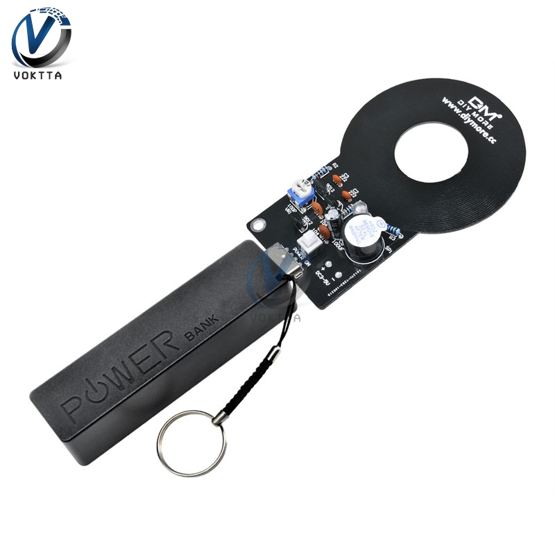 Metaldetektor sæt  dc 3v-5v 60mm detektiv berøringsfri sensor modul med 18650 usb power bank box gør det selv sæt metaldetektor finder
