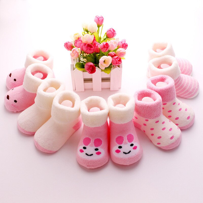 5Pairs/set Lovely Cartoon Baby Socks Soft Cotton Baby Girl Boy Socks Warm Soft Newborn Socks Toddler Knitted Socken