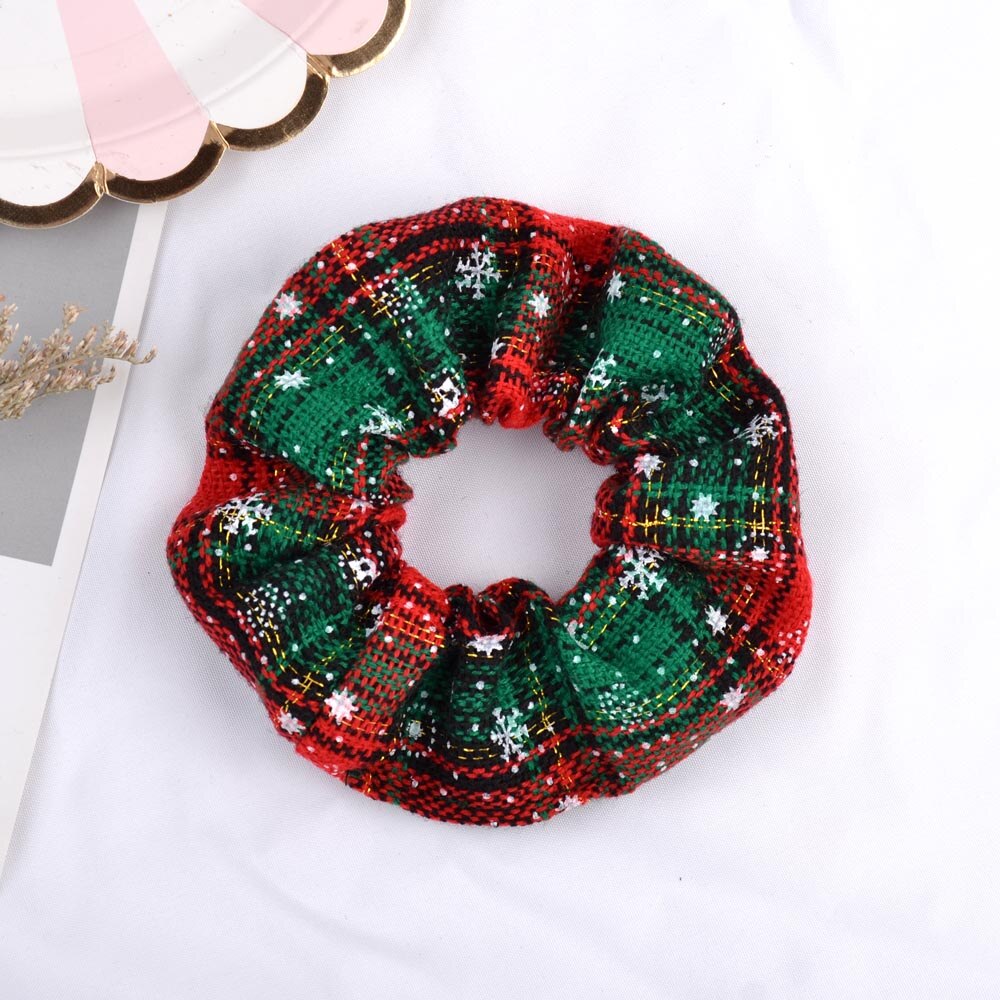 Elastisk jul scrunchie hår gummiband tillbehör gum bronzing hår rep hästsvanshållare huvudbonad 077: 3