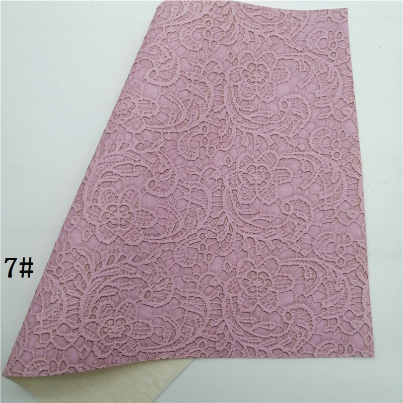 Pastel Colors Lace Embossed Synthetic Leather Faux Fabric Sheets Felt Backing Vinyl For Earrings bag Bows DIY 21X29CM GM2322A: 7