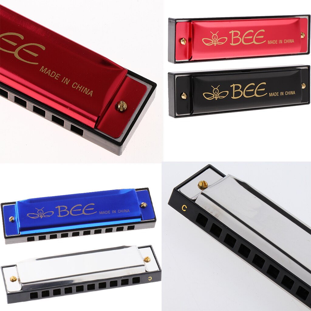 10 Holes Blues Harmonica C Key Mouth Organ Musical Instrument for Students