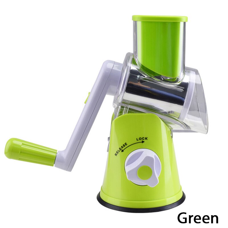 mylb Vegetable Cutter Round Mandoline Slicer Potato Carrot Grater Slicer with 3 Stainless Steel Chopper Blades Kitchen Tool: green