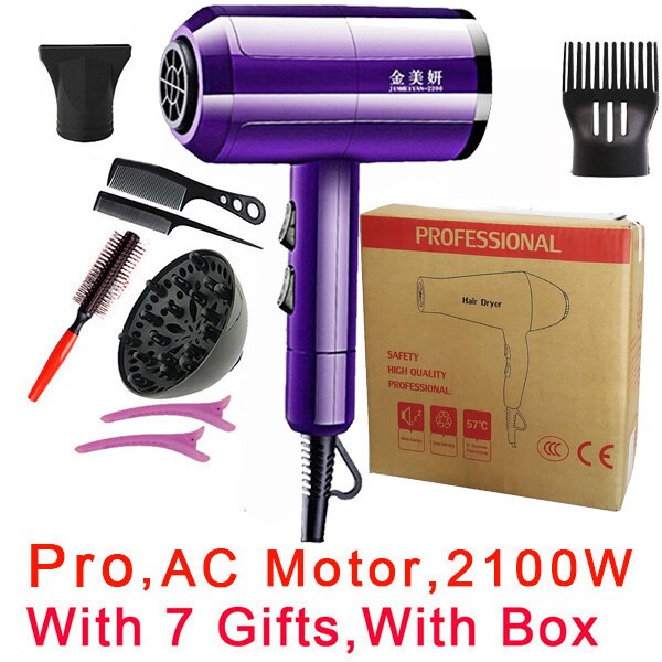 2000W Salon Hair Dryer 2 in 1 &Cold Air Brush Hair Dryers Hair Blow Dryer Strong Wind Dryer: Purple with Box