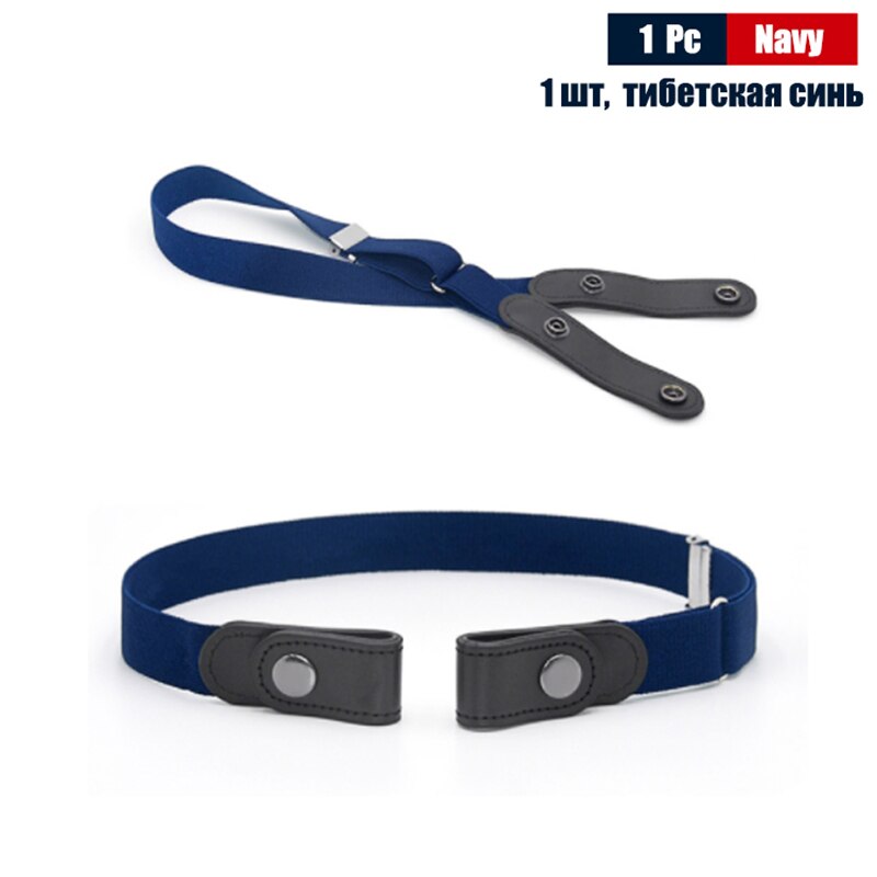 Cinturón elástico sin hebilla para hombre, sin hebilla, para pantalones vaqueros: Navy